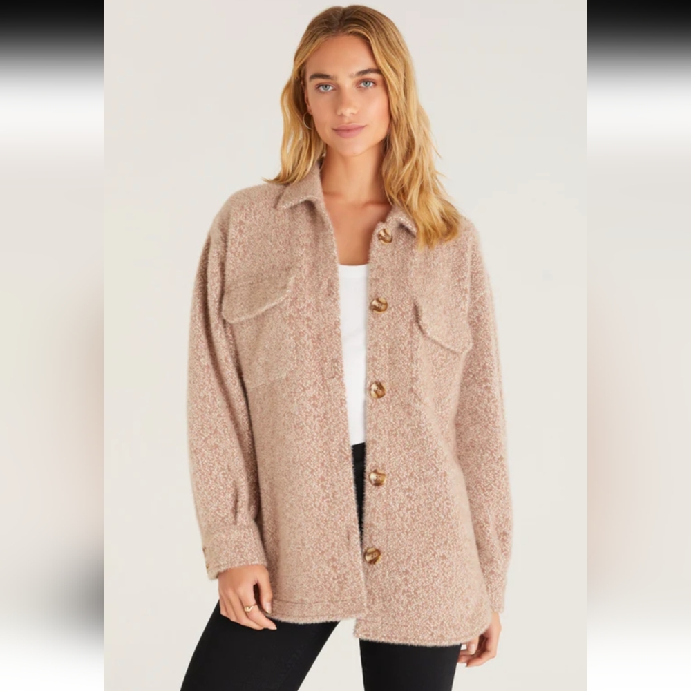 Z Supply Tucker Jacket Heather Latte Size XS